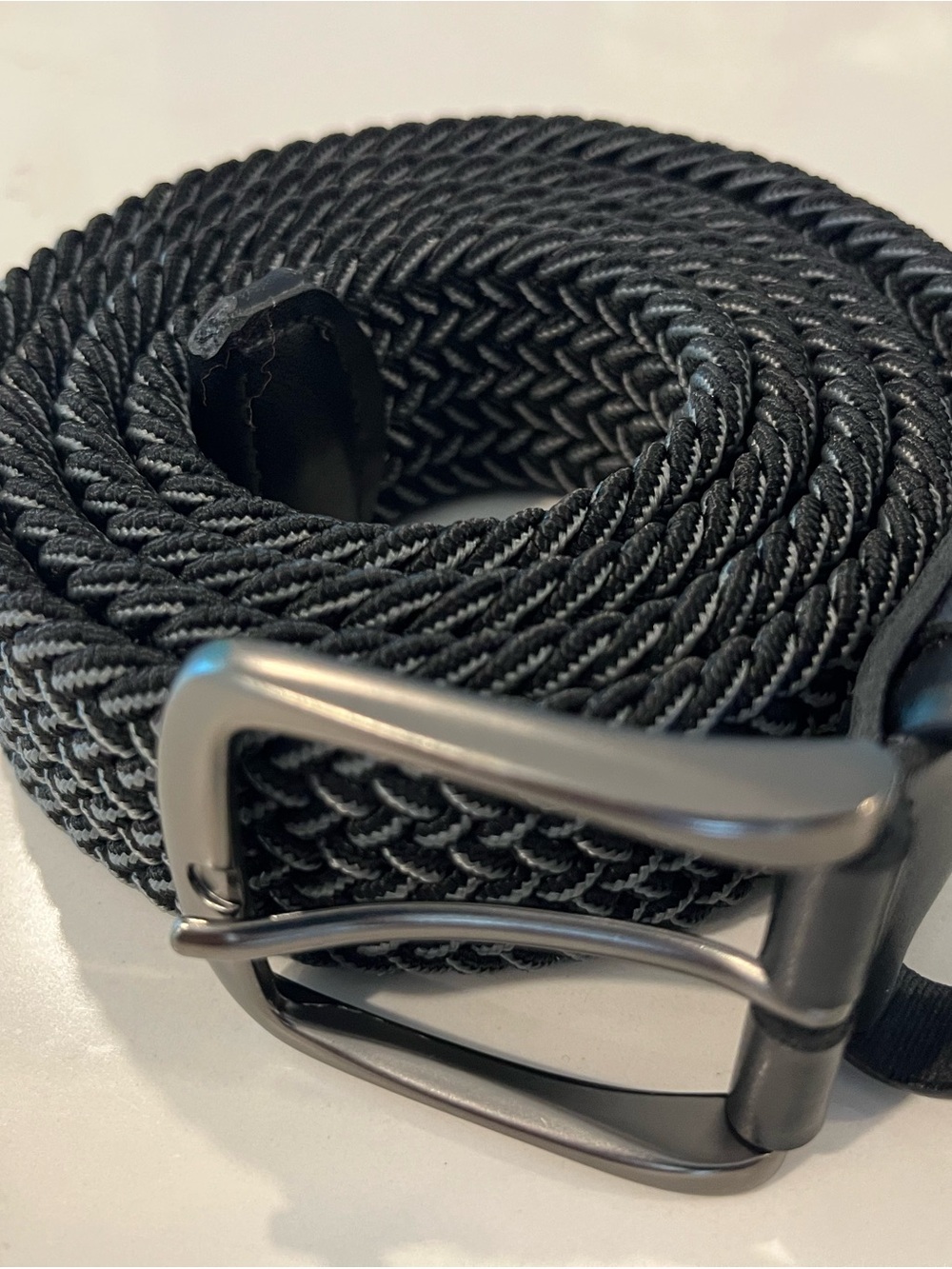 Original Penguin Black/Gray Braided Stretch Belt with Gunmetal Buckle 38-40 ⛳️
